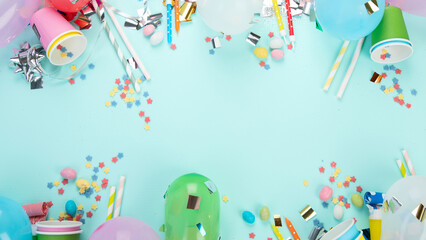 Carnival, festival or birthday balloons blue background