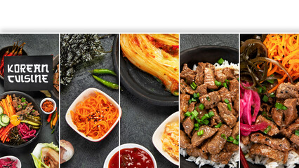 Collage made of Korean traditional dishes.