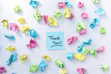 Thank you note handwritten with a beautiful background