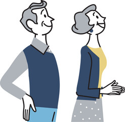 横向き　見上げる　シニア　老人　
