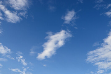 blue sky and clouds Bright blue sky on a day where clouds float high at the end of the rainy season in Thailand