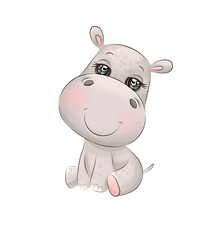 kind hippo with a sweet smile and big eyes