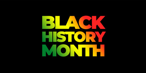 Black history month. Vector web banner, poster, card for social media, networks. Abstract shape and text Black history month, on black background. African american history.