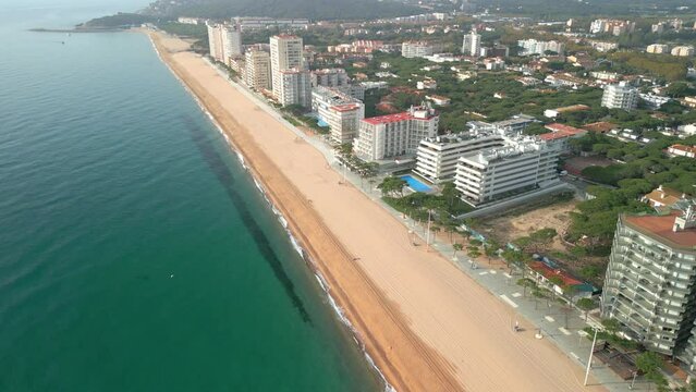 Playa de Aro on the Costa Brava in Girona impressive panoramic aerial views of the first line of the sea