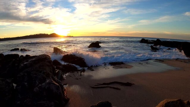 Carmel By The Sea In Monterey, California. Beach Sunset.
