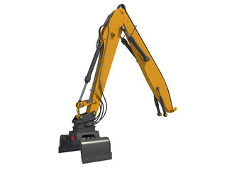Backhoe Loader Attachment heavy construction machinery 3D rendering on white background