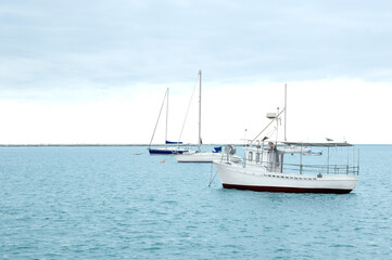 Fototapeta na wymiar Umag croatia.beautiful fishing boats on the Adriatic Sea.Mediterranean tourist destination.