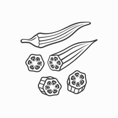 illustration of okra, vegetable, vector art.