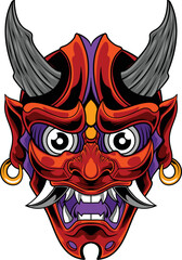 vector illustration of japanese oni mask