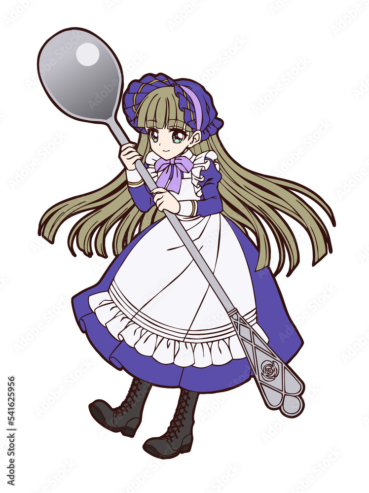 Poster illustration of a little girl with a spoon in anime style