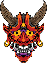vector illustration of japanese oni mask