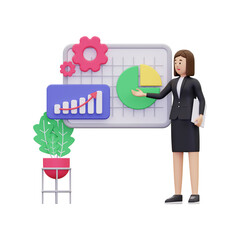 3d Business woman giving presentation illustration
