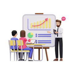 3d Employee giving presentation illustration