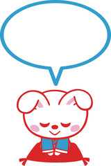 卯年正月　正座するかわいいウサギ　お辞儀　吹き出し