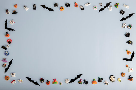 Halloween Background Border Decorations Colorful Cute Funny Spooky Pumkin  Bats Ghost Spooky