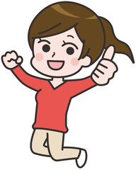  ジャンプする女性