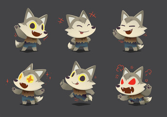 set of monster werewolf character mascot collection	