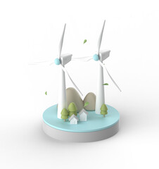 wind turbine energy 3d icon. Wind power generation green and clean energy.