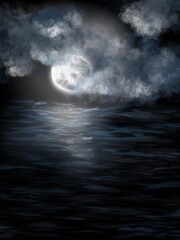 Obraz na płótnie Canvas Mond über Wellen
