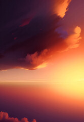 Sunset dawn clouds in fantasy style on soft dark background.