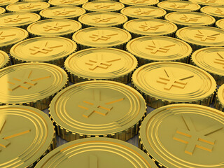 3d illustration Yen Symbol with gold coin