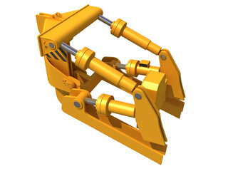 Excavator Fork Bucket heavy construction machinery 3D rendering on white background