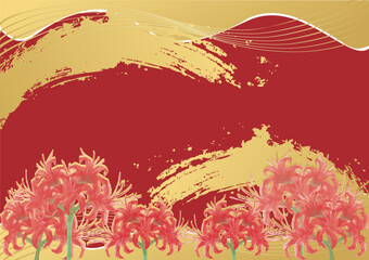 華やかな彼岸花の水彩イラスト背景