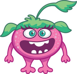 cute pink monster female illustration