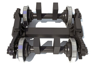 Train Wheels locomotive parts 3D rendering on white background