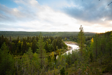 Oulanka river at the autumn morning