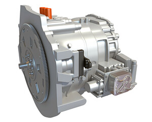 Transmission vehicle gearbox 3D rendering on white background