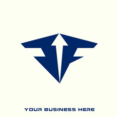 PF monogram logo.Arrow signature icon.Letter p, letter f alphabet initials isolated on light fund.Lettering sign.Modern design, web, tech style characters.Geometric typography.