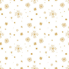Snowflakes and stars. Christmas and New Year seamless vector pattern. Good for wrapping paper texture, posters, winter greeting cards, fashion print