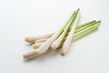 Herb plant, Fresh lemon grass isolated on a white background. 
