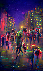 zombies in the city of watercolor