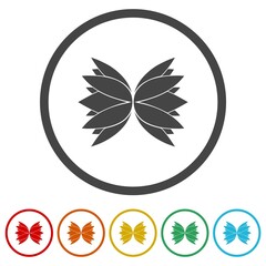 Lotus flower icon. Set icons in color circle buttons