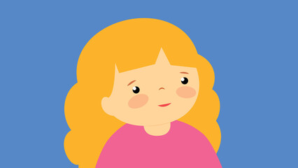 Girl with blond hair, girl face, illustration