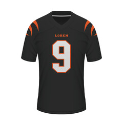Realistic American football shirt of Cincinnati, jersey template