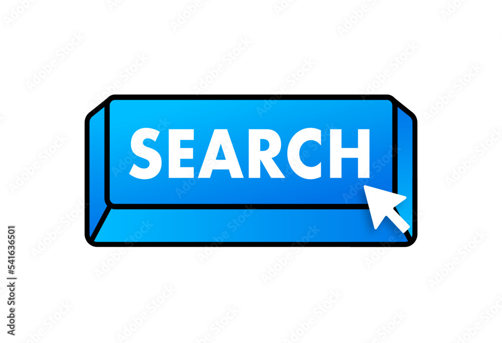 Poster search button and click, search bar for browser. vector stock illustration
