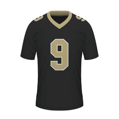 Realistic American football shirt of New Orleans, jersey template