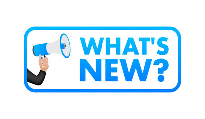 Whats new megaphone for promotion design. Speech bubble icon symbol. Vector illustration