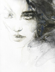 woman portrait. watercolor painting. beauty fashion illustration - 541636931