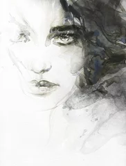 Foto op Plexiglas woman portrait. watercolor painting. beauty fashion illustration © Anna Ismagilova