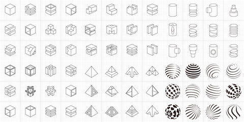 立方体　三角形　球体  円筒形 アイコン