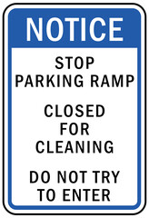 parking sign and labels stop parking ramp 