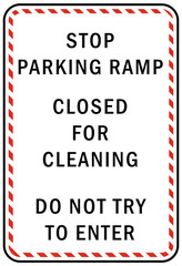 parking sign and labels stop parking ramp 