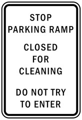 parking sign and labels stop parking ramp 