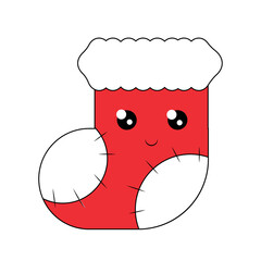 Christmas sock. On a white isolated background