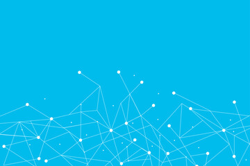 White network. Abstract connection on blue background. Network technology background with dots and lines for desktop. Ai background. Modern abstract concept. Line background, network technology vector