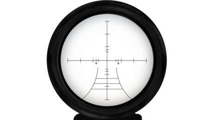 Realistic sniper sight with measuring marks, isolated sniper scope templates on transparent background.Sniper view Crosshairs scope.Realistic optical sight.
